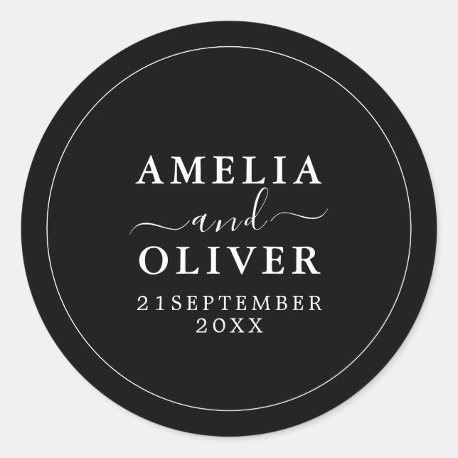 Adesivo Fancy Timeless Modern Minimalist Black Wedding (Frente)