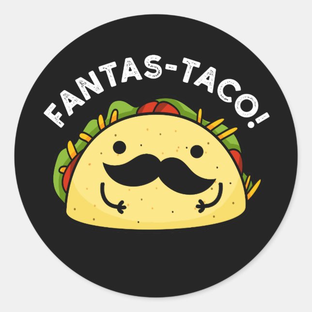 Adesivo Fantas-taco Funny Fantástico Taco Pun Dark BG (Frente)