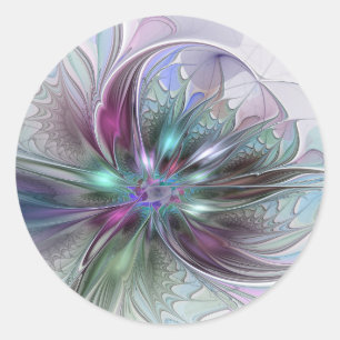 Adesivo Fantasia Abstrata Colorida Moderna Floral Fractal