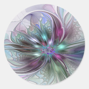 Adesivo Fantasia Abstrata Moderna Colorida Floral Fractal