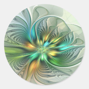 Adesivo Fantasia Abstrata Moderna Colorida Floral Fractal