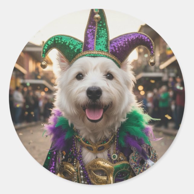 Adesivo Fantasia de Cão Bobo da Mardi Gras (Frente)