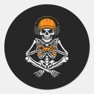 Adesivo Fantasia de Halloween de Esqueleto Gamer Vídeo Jog