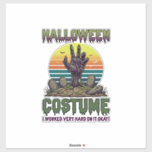 Adesivo Fantasia de Halloween Mão de Zumbi Lápides do Cemi