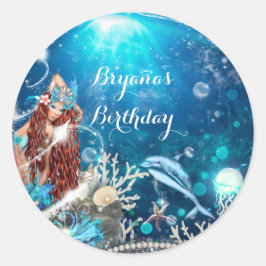 Adesivo Fantasia de Sereia Cabeça Vermelha Favor de Festa