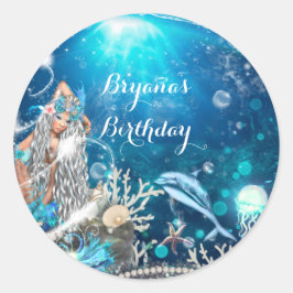 Adesivo Fantasia de Sereia Loira Favor de Festa Encantada