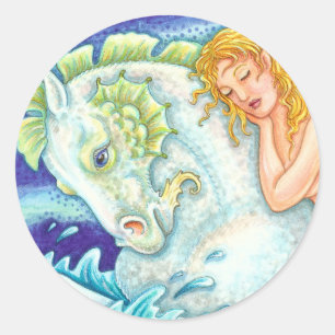 ADESIVO FANTASIA FANTASY MERMAID RIDING MERHORSE, SEAHORSE