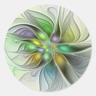 Adesivo Fantasia Flor Colorida Moderno Abstrato Fractal