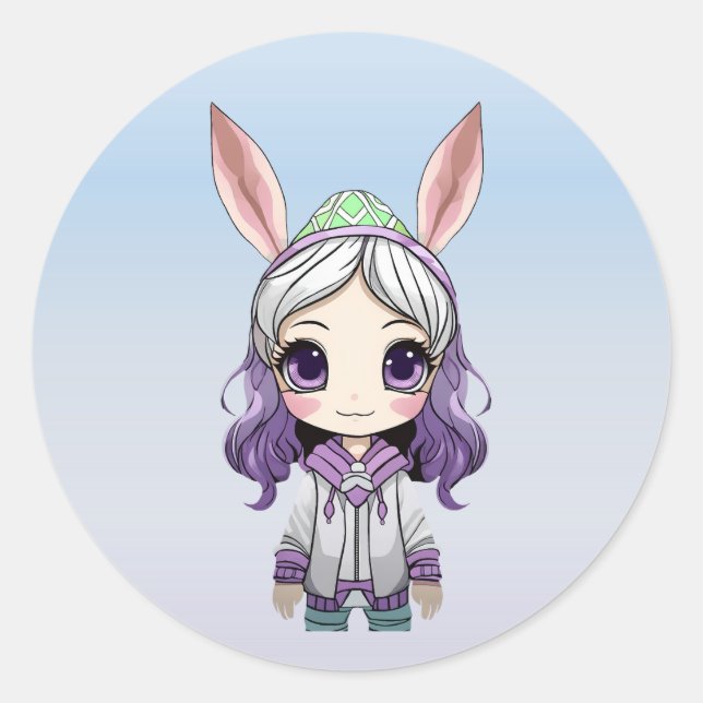 Adesivo Fantasia Garota com Olhos de Olhos Coelhinhos (Frente)