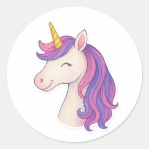 Adesivo Fantasia Whimsical Sorrindo Unicorn Sticker