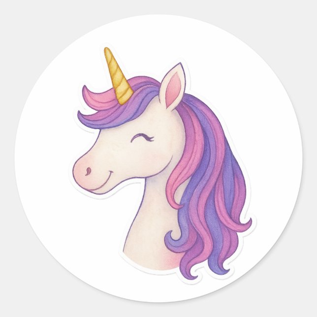 Adesivo Fantasia Whimsical Sorrindo Unicorn Sticker (Frente)