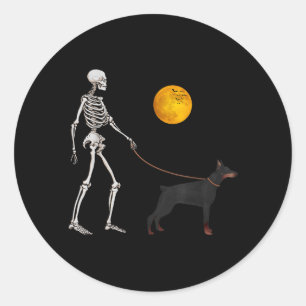 Adesivo Fantasias de Halloween do Cão Esqueleto Doberman