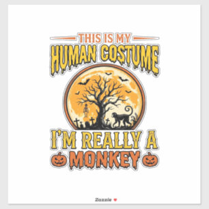 Adesivo Fantasias de macaco de Halloween Camisa vintage de