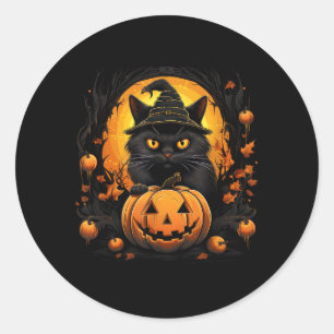 Adesivo Fantasioso Traje de Gato de Halloween Gato Abóbora