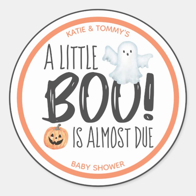 Adesivo Fantasma Abóbora de Halloween Chá de Bebê  (Frente)
