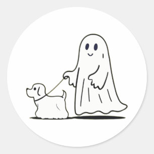 Adesivo Fantasma Andando Cachorro Ghostie Dia de as Bruxas