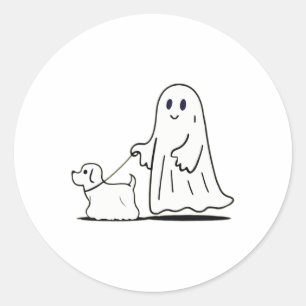 Adesivo Fantasma Andando Cachorro Ghostie Dia de as Bruxas