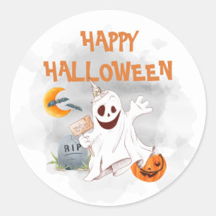 Adesivo Fantasma Aquarela Halloween  