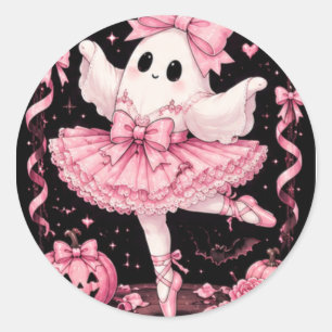 Adesivo Fantasma Bailarina Coquete Laço Rosa Halloween