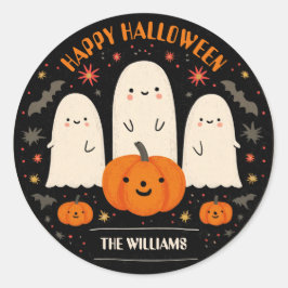 Adesivo Fantasma Bonita e Abóbora no Halloween