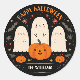 Adesivo Fantasma Bonita e Abóbora no Halloween