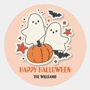 Adesivo Fantasma Bonita e Abóbora no Halloween