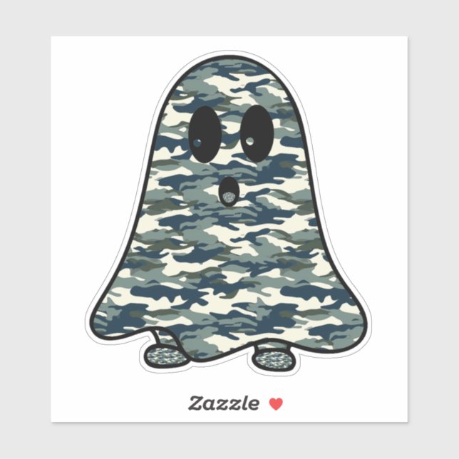 Adesivo Fantasma Bonito em Camuflagem (Folha)