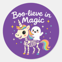 Adesivo Fantasma Bonito montando um Esqueleto Unicórnio