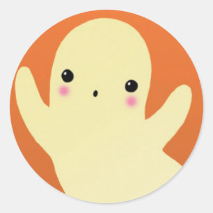 Adesivo Fantasma bonito na laranja