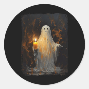 Adesivo Fantasma Bonito Segurando Velas Diversão Halloween