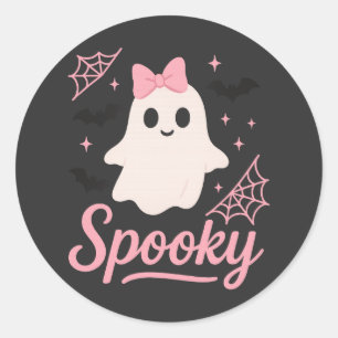 Adesivo Fantasma Bonito Spooky com Arco Rosa Kawaii Hallow