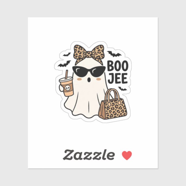 Adesivo Fantasma Boo Jee Halloween Arco de Leopardo Design (Folha)