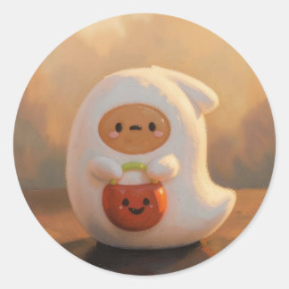 Adesivo Fantasma com balde de abóbora halloween