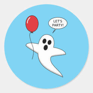 Adesivo Fantasma de Cartoon Bonito com Balão Vermelho