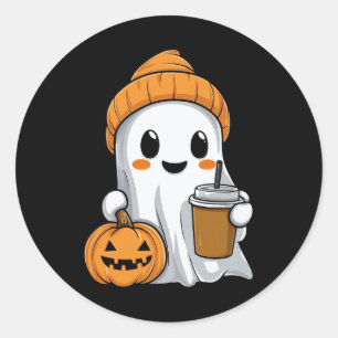 Adesivo Fantasma De Halloween Com Engraçado Café Encantado