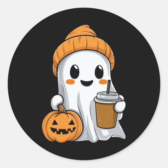 Adesivo Fantasma De Halloween Com Engraçado Café Encantado (Frente)