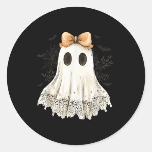 Adesivo Fantasma de Halloween Fofo Com Laço de Renda Estil