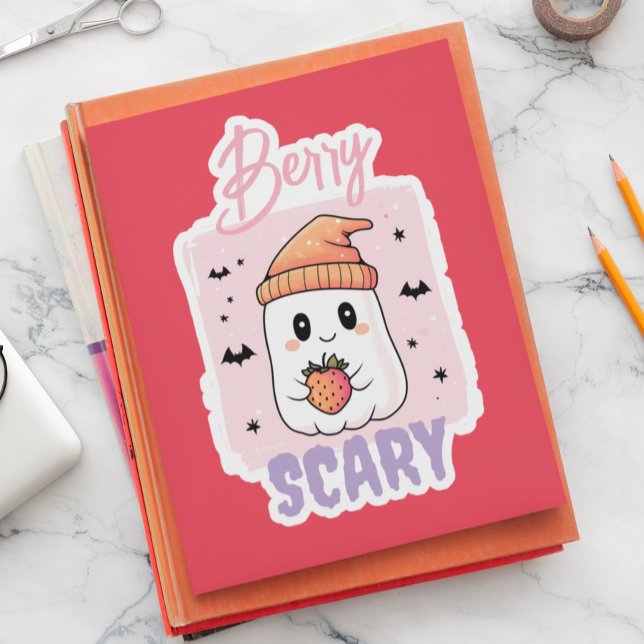 Adesivo Fantasma de Halloween Fofo e Assustador de Frutas (Criador carregado)