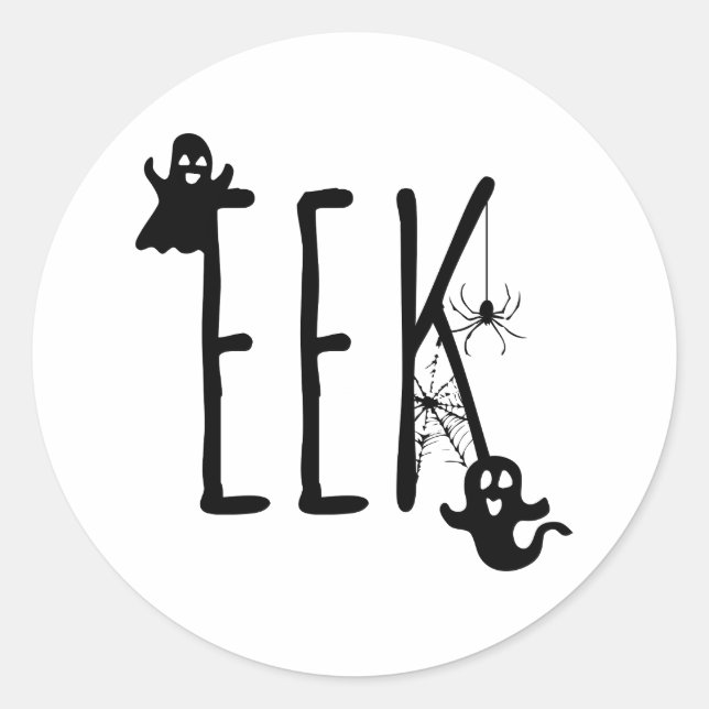 Adesivo Fantasma de Halloween Fofo, Eek (Frente)