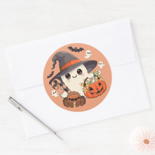 Adesivo Fantasma de Halloween Fofo no Estilo Kawaii