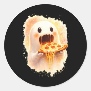 Adesivo Fantasma de Pizza Fofo Comendo Pizza Comida Divert
