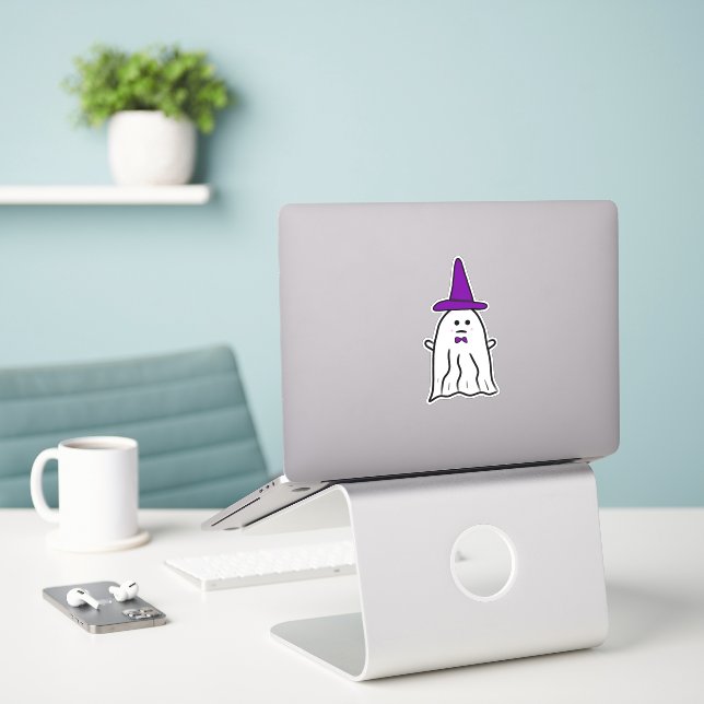 Adesivo Fantasma do Chapéu da Bruxa (Laptop na mesa)
