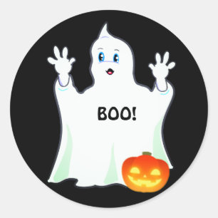 Adesivo Fantasma e Abóbora de Halloween Fofos em Preto