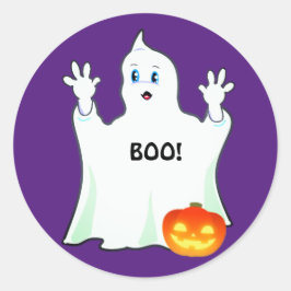 Adesivo Fantasma e Abóbora de Halloween Fofos em Roxo