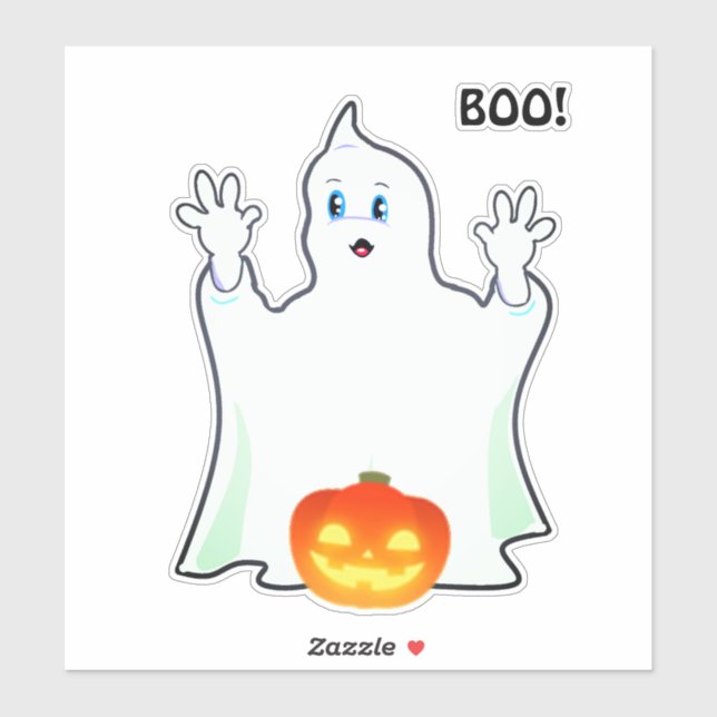 Adesivo Fantasma e Abóbora Fofos de Halloween (Folha)