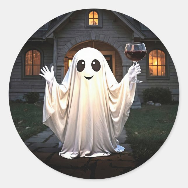 Adesivo Fantasma e Vinho de Halloween  (Frente)