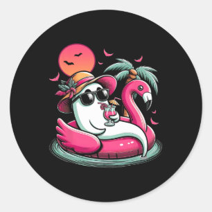 Adesivo Fantasma Em Lifebuoy Flamingo Num Verão De Piscina