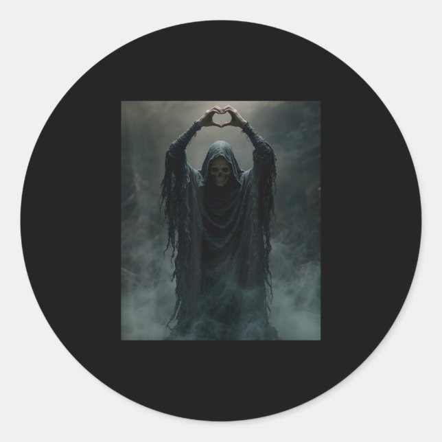 Adesivo Fantasma engraçado coração mãos rosto assustador h (Frente)