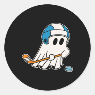 Adesivo Fantasma Engraçado Jogando Hockey Halloween