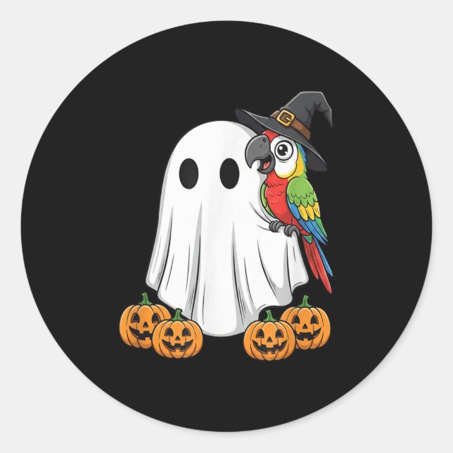 Adesivo Fantasma Engraçado Papagaio Pumpkin Halloween Cria (Frente)